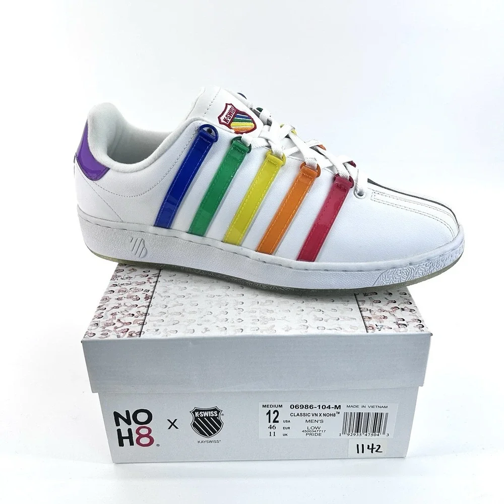 K Swiss NOH8 Rainbow Stripe Sneakers Mens 12 Pride Month Streetwear Retro